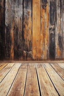 复古木质墙面与地板场景