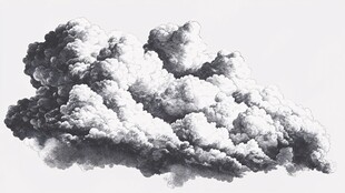 黑白烟雾团抽象艺术图景