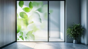 室内绿植玻璃门清新景致