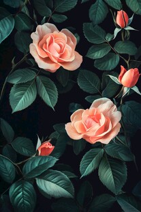 粉色玫瑰与绿叶的美丽画面