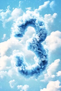 云朵组成的数字3奇幻景象
