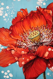 红色花卉插画 绚丽花朵