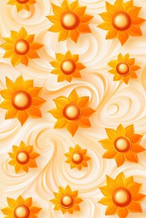 1 橙色花朵旋涡背景图案