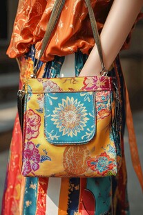 多彩印花手提包展示