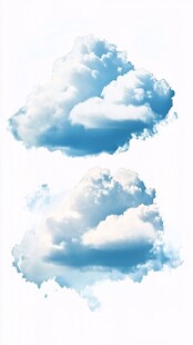 两朵梦幻云朵插画素材