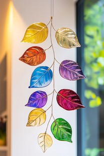 彩色琉璃叶形垂挂装饰品