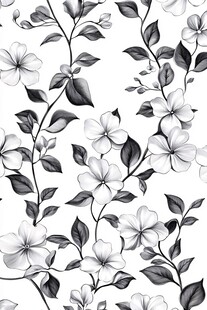 黑白花卉图案背景纹理