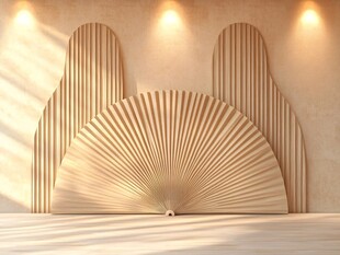折扇造型木艺装饰场景