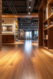 时尚宽敞的木质书店空间