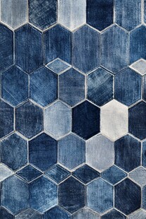 蓝色六边形拼接牛仔风图案