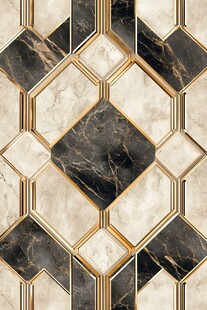 奢华大理石几何拼接墙饰