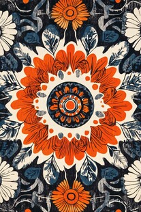 绚丽民族风花卉图案