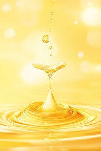 金黄油滴落水瞬间美景