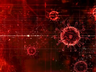 红色科技风病毒微观图景