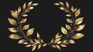 金色树叶花环装饰图案