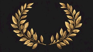 金色月桂叶花环图案