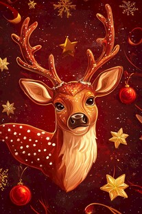 圣诞小鹿插画 节日氛围感浓