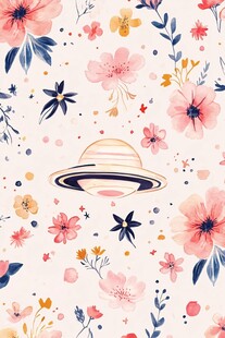 花卉星球梦幻水彩图案