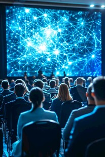 科技会议现场 众人聚焦屏幕