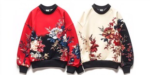 花卉图案卫衣两件展示