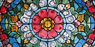 彩色玻璃花卉精美图案