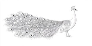 优雅开屏孔雀素描图