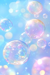 梦幻绚丽的空中彩色泡泡