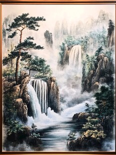 山水松瀑图