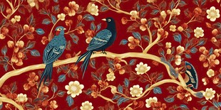 花鸟相映的中式传统图景