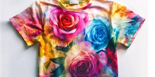 多彩花卉图案时尚T恤