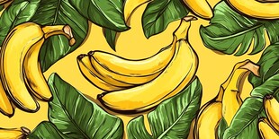 香蕉绿叶图案背景设计