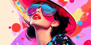 时尚酷感的墨镜帽子女郎