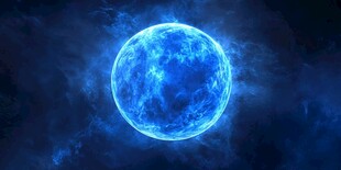 蓝色发光星球宇宙奇幻景象