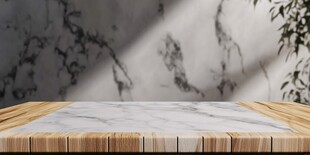 木质与大理石拼接展示台