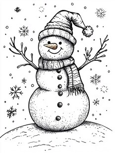 可爱雪人迎冬日雪花飞舞