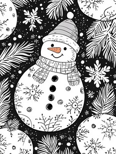 黑白雪人圣诞装饰图案