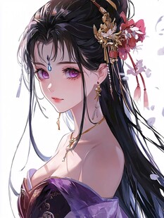 古风美人 长发华饰紫眸佳人