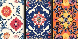 多彩复古花卉图案设计