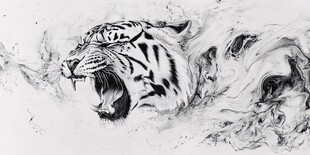 水墨风格怒吼猛虎图