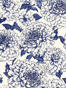 蓝白花卉无缝图案设计