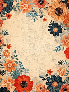 复古花卉边框装饰图案