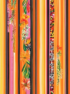 热带花卉条纹图案设计