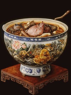 精美瓷碗盛中式丰盛美食