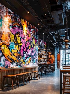 涂鸦装饰的时尚室内空间