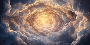 梦幻云海中的神秘光洞