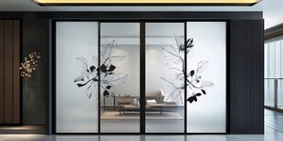 中式简约玻璃移门室内景致