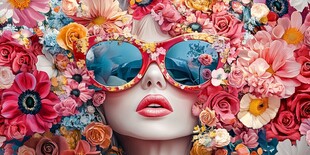 花饰美女戴个性墨镜