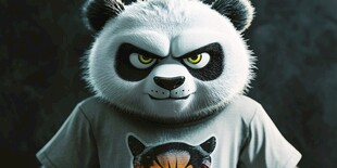 愤怒熊猫穿个性T恤