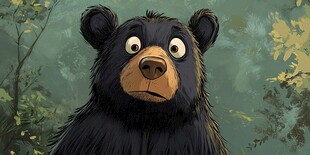 森林中惊讶的黑熊