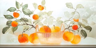 窗前果篮里的丰收橘景